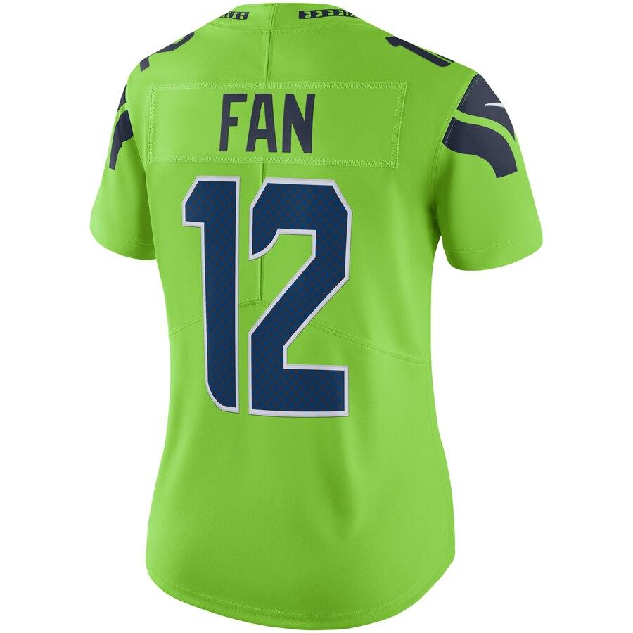 12s Seattle Seahawks Women's Vapor Untouchable Color Rush Limited Player Jersey - Neon Green 2019