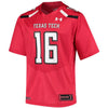 Image of #16 Texas Tech Red Raiders Under Armour Replica Football Jersey - Red 2019