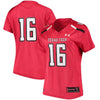 Image of #16 Texas Tech Red Raiders Under Armour Women's Replica Performance Football Jersey – Red 2019