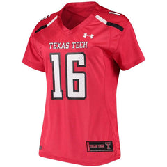 #16 Texas Tech Red Raiders Under Armour Women's Replica Performance Football Jersey – Red 2019