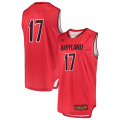 #17 Maryland Terrapins Under Armour Replica Performance Basketball Jersey – Red 2019