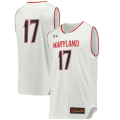 #17 Maryland Terrapins Under Armour Replica Performance Basketball Jersey – White 2019