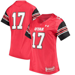 #17 Utah Utes Under Armour Women's Replica Performance Football Jersey – Red 2019