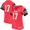 Image of #17 Utah Utes Under Armour Women's Replica Performance Football Jersey – Red 2019