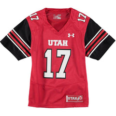 #17 Utah Utes Under Armour Youth Performance Replica Football Jersey – Red 2019