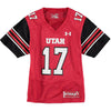 Image of #17 Utah Utes Under Armour Youth Performance Replica Football Jersey – Red 2019