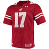 Image of #17 Wisconsin Badgers Under Armour Premier Performance Football Jersey – Red 2019