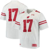 Image of #17 Wisconsin Badgers Under Armour Premier Performance Football Jersey – White 2019