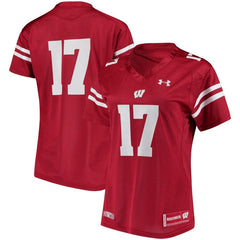 #17 Wisconsin Badgers Under Armour Women's Replica Performance Football Jersey – Red 2019