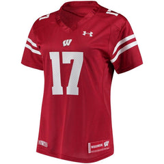 #17 Wisconsin Badgers Under Armour Women's Replica Performance Football Jersey – Red 2019