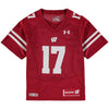 Image of #17 Wisconsin Badgers Under Armour Youth Performance Replica Football Jersey – Red 2019