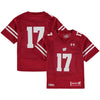 Image of #17 Wisconsin Badgers Under Armour Youth Performance Replica Football Jersey – Red 2019