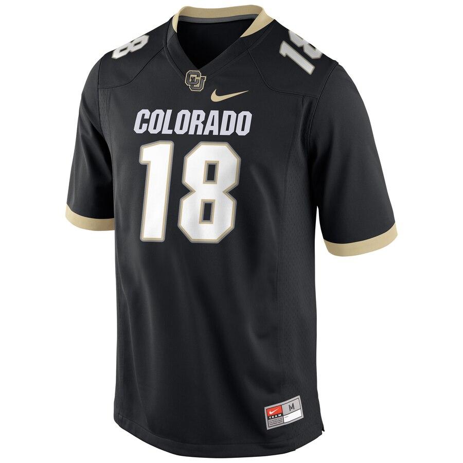 #18 Colorado Buffaloes Football Game Jersey – Black 2019