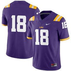 #18 LSU Tigers Football Game Jersey – Purple 2019