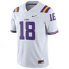 Image of #18 LSU Tigers Football Game Jersey – White 2019