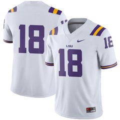 #18 LSU Tigers Football Game Jersey – White 2019