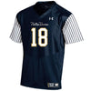 Image of #18 Notre Dame Fighting Irish Under Armour Shamrock Series Pinstripe Replica Football Jersey – Navy 2019