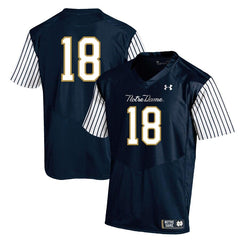 #18 Notre Dame Fighting Irish Under Armour Shamrock Series Pinstripe Replica Football Jersey – Navy 2019