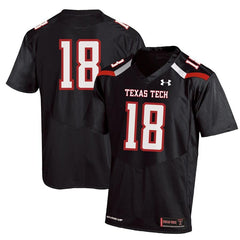 #18 Texas Tech Red Raiders Under Armour Premier Football Jersey – Black 2019