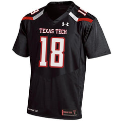 #18 Texas Tech Red Raiders Under Armour Premier Football Jersey – Black 2019