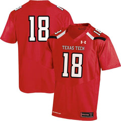 #18 Texas Tech Red Raiders Under Armour Team Replica Football Jersey – Red 2019