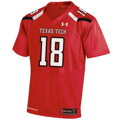 #18 Texas Tech Red Raiders Under Armour Team Replica Football Jersey – Red 2019