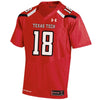 Image of #18 Texas Tech Red Raiders Under Armour Team Replica Football Jersey – Red 2019