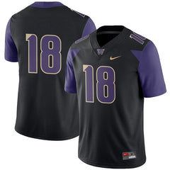 #18 Washington Huskies Football Game Jersey – Black 2019