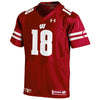 Image of #18 Wisconsin Badgers Under Armour Replica Football Jersey – Red 2019