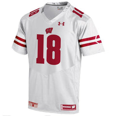 #18 Wisconsin Badgers Under Armour Replica Football Jersey – White 2019