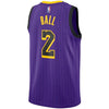 Image of Lonzo Ball Los Angeles Lakers Youth/19 Swingman Jersey – City Edition – Purple 2019