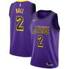 Image of Lonzo Ball Los Angeles Lakers Youth/19 Swingman Jersey – City Edition – Purple 2019