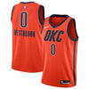 Image of Russell Westbrook Oklahoma City Thunder Youth/19 Swingman Jersey Orange – Earned Edition 2019