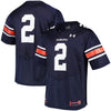 Image of #2 Auburn Tigers Under Armour Replica Football Jersey - Navy 2019