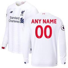 Liverpool New Balance 2019/20 Away Replica Long Sleeve Custom Jersey – White 2019