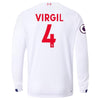 Image of Virgil Van Dijk Liverpool New Balance 2019/20 Away Replica Long Sleeve Player Jersey – White 2019