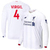 Image of Virgil Van Dijk Liverpool New Balance 2019/20 Away Replica Long Sleeve Player Jersey – White 2019