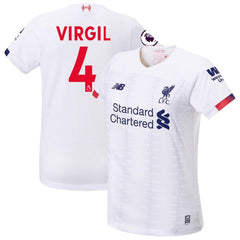 Virgil Van Dijk Liverpool New Balance Women's 2019/20 Away Replica Stadium Player Jersey – White 2019