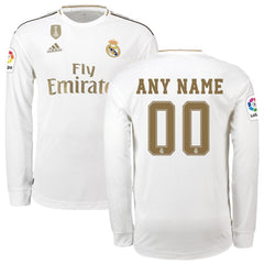 Real Madrid 2019/20 Home Long Sleeve Custom Jersey – White 2019