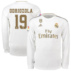 Álvaro Odriozola Real Madrid 2019/20 Home Long Sleeve Player Jersey – White 2019