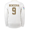 Image of Karim Benzema Real Madrid 2019/20 Home Long Sleeve Player Jersey – White 2019