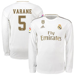 Raphaël Varane Real Madrid 2019/20 Home Long Sleeve Player Jersey – White 2019