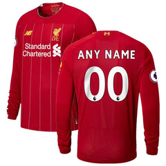 Liverpool New Balance Youth 2019/20 Home Replica Custom Long Sleeve Jersey – Red 2019