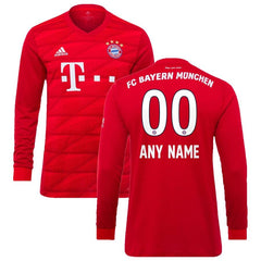 Bayern Munich 2019/20 Home Replica Long Sleeve Custom Jersey – Red 2019