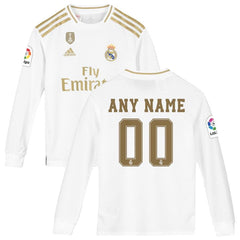 Real Madrid Youth 2019/20 Home Replica Long Sleeve Custom Jersey – White 2019