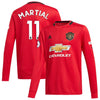 Image of Anthony Martial Manchester United Youth 2019/20 Home Replica Long Sleeve Player Jersey – Red 2019