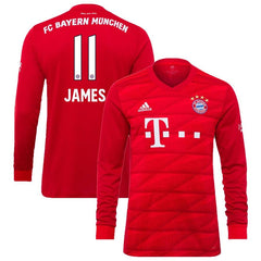 James Rodríguez Bayern Munich 2019/20 Home Replica Long Sleeve Player Jersey – Red 2019