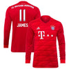 Image of James Rodríguez Bayern Munich 2019/20 Home Replica Long Sleeve Player Jersey – Red 2019