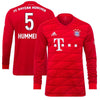 Image of Mats Hummels Bayern Munich 2019/20 Home Replica Long Sleeve Player Jersey – Red 2019