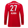 Image of David Alaba Bayern Munich 2019/20 Home Replica Long Sleeve Player Jersey – Red 2019